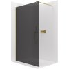CERANO - Sprchová zástena Walk-in Onyx Round Ľ/P - 8 mm - guľatá vzpera - zlatá kartáčovaná, grafitové sklo - 30x200 cm