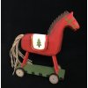 Drevený koník na kolieskach 20 cm - červená väčší