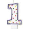 Narozeninová sviečka číslo 1 s tečkami 7,6 cm Amscan