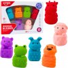 LEAN TOYS Sada mäkkých gumených blokov s farebnými zvieratkami, 6 ks.