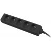 Predlžovací prívod 230V 5m 5 zásuviek, čierny, ppa5-05bk