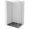 Mexen Roma sprchovací kút otvárací 100 x 90 cm, transparentný, chróm + sprchová vanička Flat, čierna - 854-100-090-01-00-4070