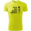 Stolný tenis - eat sleep - Pánske tričko Fantasy športové - M ( Neonová žltá )