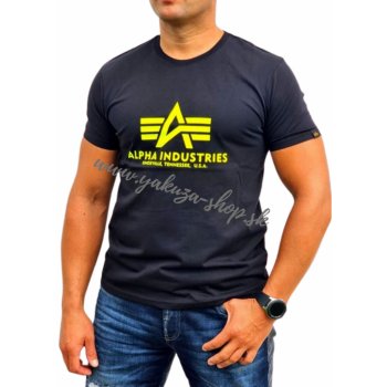 Alpha Industries Basic T-shirt neon Print black Neon yellow tričko pánske čierne