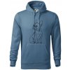 Francúzsky buldoček čierna kresba - Mikina pánska Cape s kapucňou - L ( Denim )