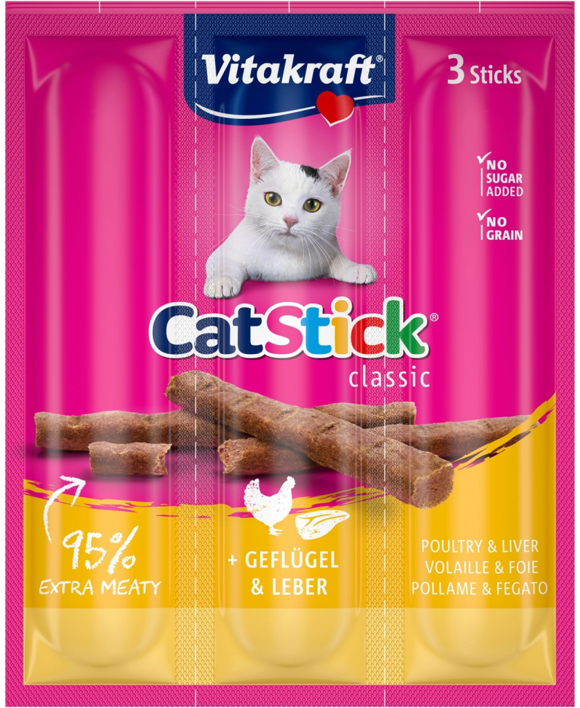 VITAKRAFT Cat Stick Mini hydina a pečeň 3 kusy