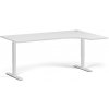 Rohový výškovo nastaviteľný stôl, 180x120 cm, 2 motory, L/P, biela podnož, biela