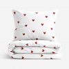 Goldea bavlnené posteľné obliečky - červené srdiečka na bielom 140 x 200 a 70 x 90 cm