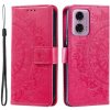 Peňaženkové puzdro Embossing Pattern Mandala Flower tmavoružové – Motorola Moto G85 5G