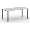 Rokovací kancelársky stôl PRIMO INFINITY, 180x90 cm, čierna podnož, biela