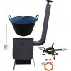 Green Home kotol na guláš a zabíjačku smalt 70 L (1,2 mm), Green Home žiaruvzdorná kotlina 53 cm PLUS 600 + rošt 4 mm, pokrievka 57 cm SMALT, plynový varič 7,5 kW HU, vareška 60 cm SMREK