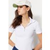 Trendyol White Zipper Detailed Fitted Polo Neck Ribbed Stretchy Knitted Blouse šedá XS Trendyol 8683048613641