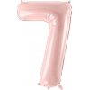 PartyDeco Fóliový balón narodeninové číslo 7 svetloružový 72 cm