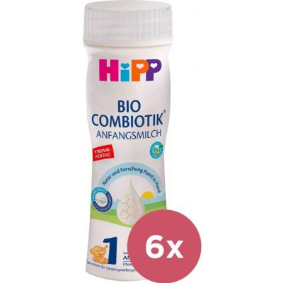 6x HiPP 1 BIO Combiotik® Počiatočná tekutá mliečna dojčenská výživa od narodenia, 200 ml