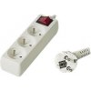 Síťový kabel 230V predlžovací, CEE7 (vidlica) - zásuvka 3x, 7m, biela, s vypínačom