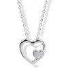 Modesi Nežný strieborný náhrdelník so zirkónmi Dve srdcia M43085