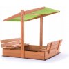 Pieskovisko so strieškou + lavičkami Zelené 120x120 cm