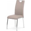 Autronic HC-484 LAN Jedálenská stolička, poťah lanýžová ekokoža, biele prešitie, kovová štvornohá chrómovaná podnož