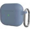 AppleKing silikónový ochranný obal s karabínou pre AirPods 3 - modrosivý - možnosť vrátiť tovar ZADARMO do 30tich dní