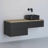 Kronenbach Cube skrinka s pracovnou doskou 121x48.7x44.5 cm závesná kúpeľňová skrinka pod umývadlo čierna-dub KBWTKOWTL1213SMGH