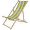 Drevené lehátko pre deti Outdoor Kids Sunchair Eichhorn s pásikavým poťahom skladacie s UV filtrom nosnosť 40 kg