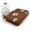 DRYBED Premium Vet Bed hnedý s bielymi labkami 100 x 75 cm