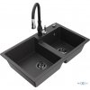 MEXEN/S MEXEN/S - Tomas granitový drez 2-bowl vrátane batérie Savita, čierna kropenatá 6516-76-672601-70-B