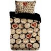 Gipetex Natural Dream 3D talianská obliečka 100% bavlna Catasta Tronchi - polienka&srdce - 140x220 / 70x90 cm