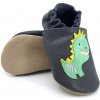 Kožené capáčky Funky Monkey Barefoot SOFT BRA-028 Antracitová, Dinosaurus Veľkosť: 19, Vnútorná dĺžka topánky: 12,5 cm, Vnútorná šírka topánky: 6,2 cm
