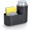 ZELLER Sada dávkovačov mydla, špongia, drôt, čierny plast 17x7,4x14,5cm