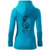 Husľový kľúč kvety - Mikina dámska trendy zipper s kapucňou - XL ( Svetlý tyrkys )