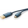 Kábel USB 2.0 A-MINI-B 5pin M/M 3m, High Speed, modrý, ClickTronic, pozl. kon.