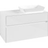 VILLEROY & BOCH Collaro závesná skrinka pod umývadlo na dosku (umývadlo vpravo), 2 zásuvky, 1000 x 500 x 548 mm, Glossy White, C11100DH