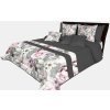 Romantický prehoz na posteľ v šedo-čiernej farbe s nádhernými ružovými kvetinami rôznych druhov Šírka: 260 cm | Dĺžka: 240 cm