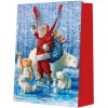 Darčeková taška vianočná 30x12x41 cm Santa Claus With Animals
