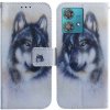 Peňaženkové kožené puzdro Drawing na Motorola Edge 40 Neo - White Wolf