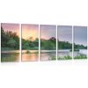 5-dielny obraz východ slnka pri rieke
