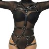 Subblime Fetish Body Harness Adjustable Straps Leather Black