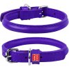 okrúhly kožený fialový obojok pre dlhosrtsté psy Obvod krku: 25-33cm, šírka obojku: 6mm