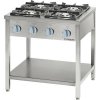 Plynový sporák 4 hořáky na otevřené podestavbě, G20(zemní plyn), 20,5kW, 800x700x850 mm | STALGAST, 979511 inox