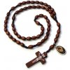 Ruženec: s medailónom svätého Charbela, drevený na šnúrke - hnedý