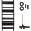 CERANO - Kúpeľňový radiátorový set Enrico - ústredné vykurovanie - bočné jednobodové pripojenie - 559W - čierna matná - 1210x550 mm CER-663583