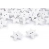 Drevený dekoračný gombík hviezda biela 10ks
