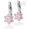 Náušnice kvetinky s bielym a ružovými zirkónmi K840bRB