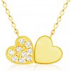 Šperky eshop - Diamantový náhrdelník zo žltého 14K zlata - spojené malé srdcia, číre brilianty S3BT508.23