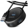 AXAGON HUE-P1AL, 4x USB 3.2 Gen 1 ROUND hub, micro USB napájecí konektor, kabel USB-A 1.2m