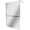 MEXEN/S - KIOTO Sprchová zástena WALK-IN s poličkou a držiakom uterákov 110 x 200, zrkadlové 8 mm, růžové zlato 800-110-121-60-50