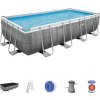 Strend Pro Bazén Bestway® Power Steel™, 56996, kartušová filtrácia, rebrík, dávkovač, plachta, 488x244x122 cm