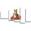 Sablio Obraz - 5-dílný Žaba na motorke - 100x60 cm
