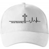 Jesus Saved My Life kríž ekg - Šiltovka so zahnutým šiltom a mosaznou sponou - Univerzálna veľkosť ( Biela )